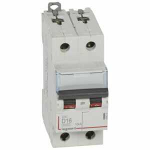 408015 Disjoncteur bipolaire 16A - 2P Courbe D - 6/10kA - À vis - Legrand DX3