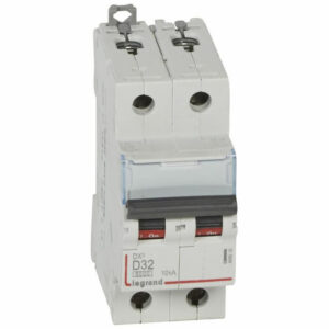 408018 Disjoncteur bipolaire 32A - 2P Courbe D - 6/10kA - À vis - Legrand DX3