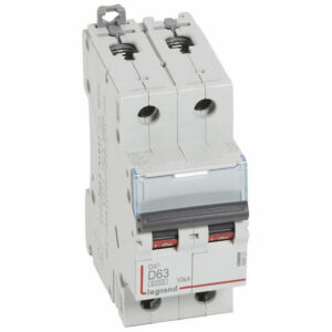 408021 Disjoncteur bipolaire 63A - 2P Courbe D - 6/10kA - À vis - Legrand DX3
