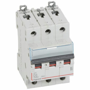 408055 Disjoncteur tripolaire 3A - 3P Courbe D - 6/10kA - À vis - Legrand DX3
