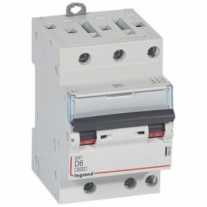 408066 Disjoncteur tripolaire 6A - 3P Courbe D - 6/10kA - À vis - Legrand DX3