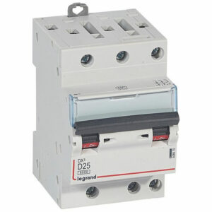 408070 Disjoncteur tripolaire 25A - 3P Courbe D - 6/10kA - À vis - Legrand DX3