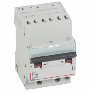 408077 Disjoncteur tripolaire 25A - 3P Courbe D - 6/10kA - Automatique et vis - Legrand DX3