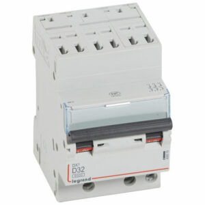408078 Disjoncteur tripolaire 32A - 3P Courbe D - 6/10kA - Automatique et vis - Legrand DX3