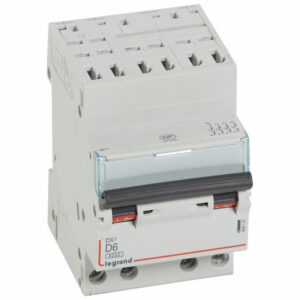 408131 Disjoncteur tétrapolaire 6A - 4P Courbe D - 6/10kA - Automatique et vis - Legrand DX3