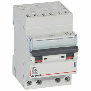 408133 Disjoncteur tétrapolaire 16A - 4P Courbe D - 6/10kA - Automatique et vis - Legrand DX3
