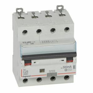 411207 Legrand Disjoncteur différentiel tétrapolaire 25A 300mA type AC - DX³6000 10kA 4P
