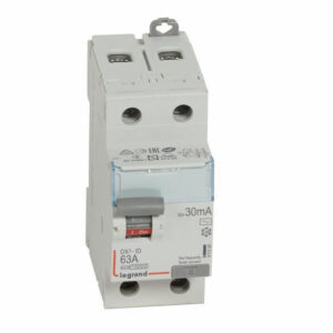 411506 Legrand Interrupteur différentiel 63A type AC 30mA bipolaire - 2 modules - Bornes alignées