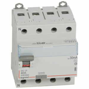 411661 Legrand Interrupteur différentiel tétrapolaire 40A type AC 30mA - 4 modules - Bornes alignées
