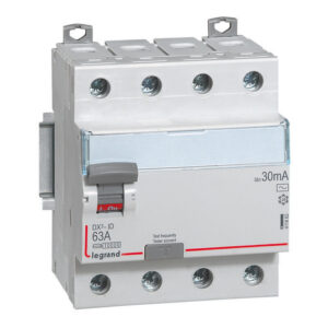 411662 Legrand Interrupteur différentiel tétrapolaire 63A type AC 30mA - 4 modules - Bornes alignées