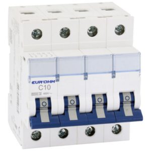 20344 EUR'OHM Disjoncteur 4P 10A courbe C connexion vis/vis 6kA NF
