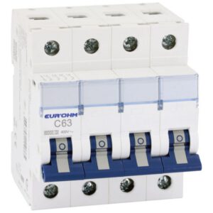 20351 EUR'OHM Disjoncteur 4P 63A courbe C connexion vis/vis 6kA NF