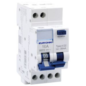 24116 EUR'OHM Disjoncteur différentiel 16A 1P+N courbe C 30mA connexion à vis type A NF