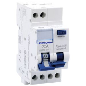 24120 EUR'OHM Disjoncteur différentiel 20A 1P+N courbe C 30mA connexion à vis type A NF