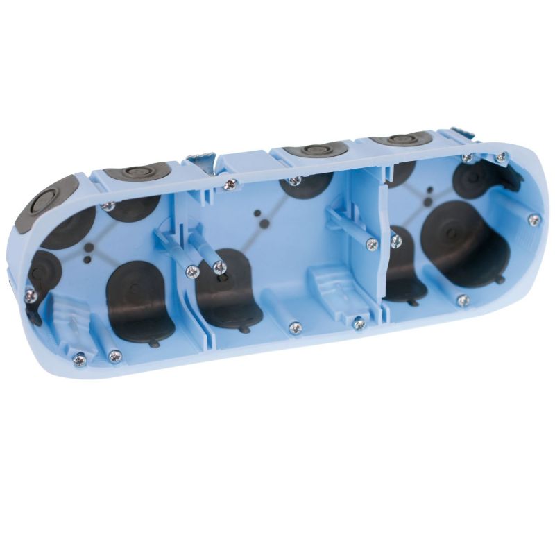 52067 EUR'OHM XL AIR'metic Boite d'encastrement étanche à l'air 3 postes D67 P50 entraxe 71mm pour cloisons sèches
