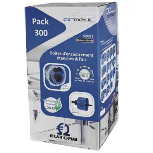 52097 EUR'OHM XL AIR'metic Lot 300 boites d'encastrement étanches à l'air 1 poste D67 P50 pour cloisons sèches + scie cloc