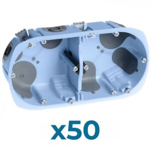 52265 EUR'OHM XL AIR'metic Lot 50 boites d'encastrement étanches à l'air 2 postes D67 P50 entraxe 71mm pour cloisons sèche