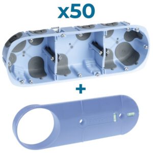 52266 EUR'OHM XL AIR'metic Lot 50 boites d'encastrement étanches à l'air 3 postes D67 P40 pour cloisons sèches