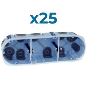 52267 EUR'OHM XL AIR'metic Lot 25 boites d'encastrement étanches à l'air 3 postes D67 P50 entraxe 71mm pour cloisons sèche