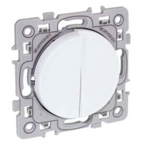 60216 EUR'OHM SQUARE Interrupteur va et vient + Bouton poussoir blanc