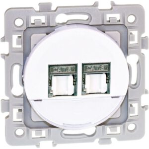 60273 EUROHM Square Double Prise RJ45 Grade 2 Catégorie 6 STP Blanc