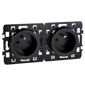 60363 EUR'OHM SQUARE Double prise de courant 2P+T précablée anthracite