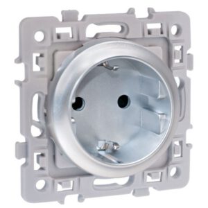 60477 EUR'OHM SQUARE Prise de courant 2P+T Schuko Silver