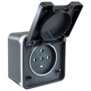 60843 EUR'OHM OXXO Prise électrique étanche 3P+T 20A gris IP55