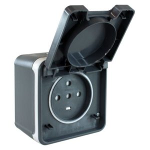 60844 EUR'OHM OXXO Prise électrique étanche 3P+N+T 20A gris IP55