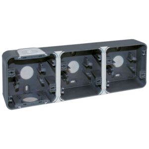 60863 EUR'OHM OXXO Boîte saillie 3 postes horizontale gris IP55