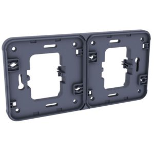 60864 EUR'OHM OXXO Cache interrupteur double horizontal gris encastré IP55