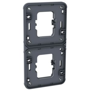 60878 EUR'OHM OXXO Cache interrupteur double vertical gris encastré IP55