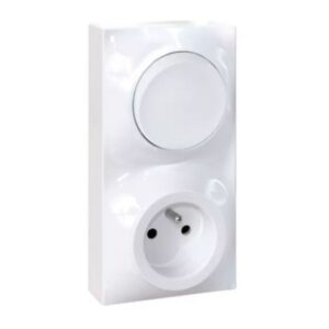 60968 EUR'OHM DUNE Prise 2P+T + Va et vient vertical blanc