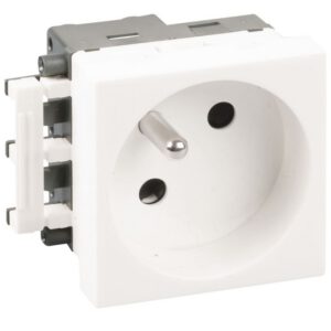 61418 EUR'OHM OPTIMA Prise 2P+T blanche extrémité de goulotte