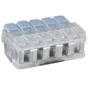 70085 EUR'OHM Borne de connexion rapide à levier 5P pour fils souples et rigides 0,2 à 6mm² - boite de 15