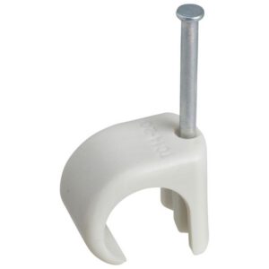 Lot 100x Cavalier pontet électrique BLANC pour fixation de câbles de diamètre 8 à 12mm - clou 30mm - Schneider