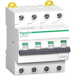 A9D77420 Disjoncteur différentiel tétrapolaire 4P 20A - 30mA - 6KA - Type Asi courbe C - Schneider Acti9 RCBO IC60