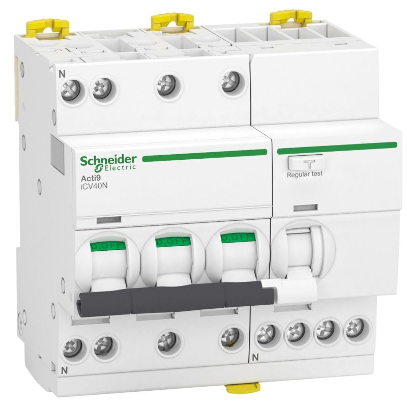 A9DC3716 Schneider - Disjoncteur différentiel tétrapolaire 3P+N - 16A - 30mA - Courbe C - Type A - 6kA - Acti9 IC40