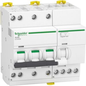 A9DE7716 Disjoncteur différentiel triphasé 3P+N 16A - 300mA - 6kA - Type AC courbe C - Schneider iCV40N