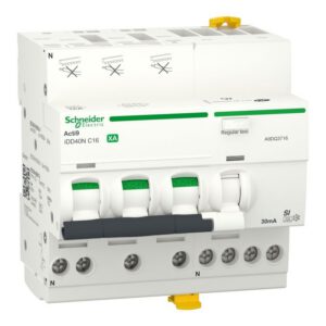 A9DQ3716 Schneider - Disjoncteur différentiel tétrapolaire 3P+N - 10A - 30mA - Courbe C - Type A-Si - 10kA - Acti9 IDD40N X