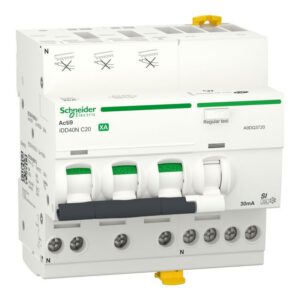 A9DQ3720 Schneider - Disjoncteur différentiel tétrapolaire 3P+N - 20A - 30mA - Courbe C - Type A-Si - 10kA - Acti9 IDD40N X