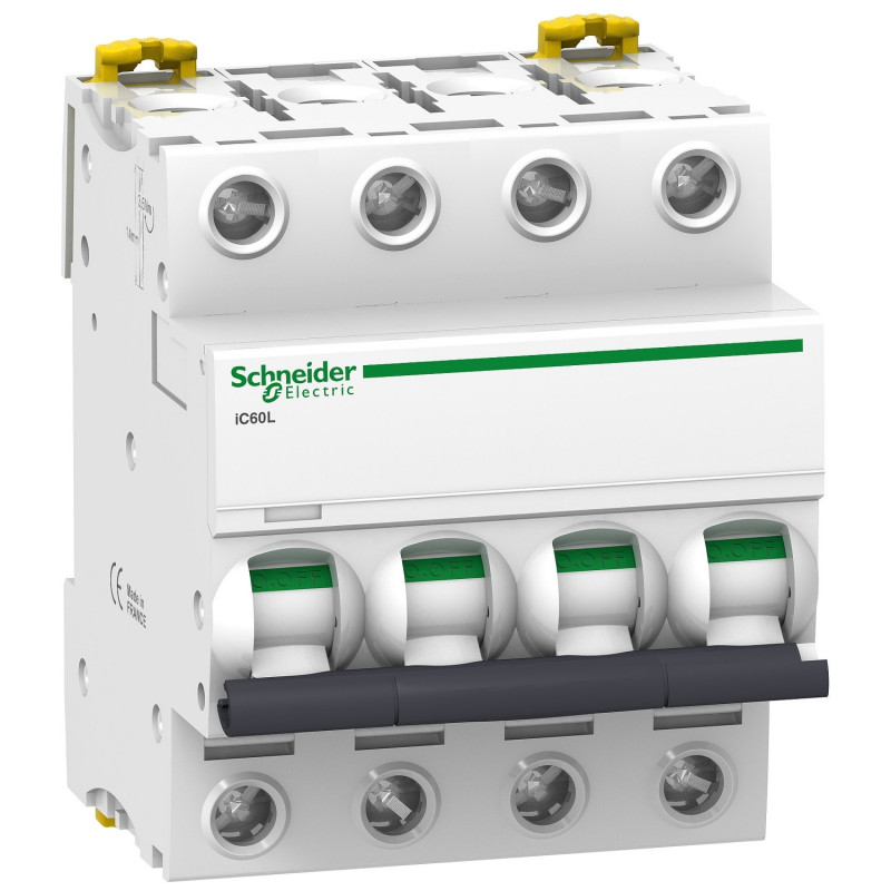 A9F94410 Schneider iC60L disjoncteur tétrapolaire Schneider 10A - 4P - courbe C - 25kA - À vis