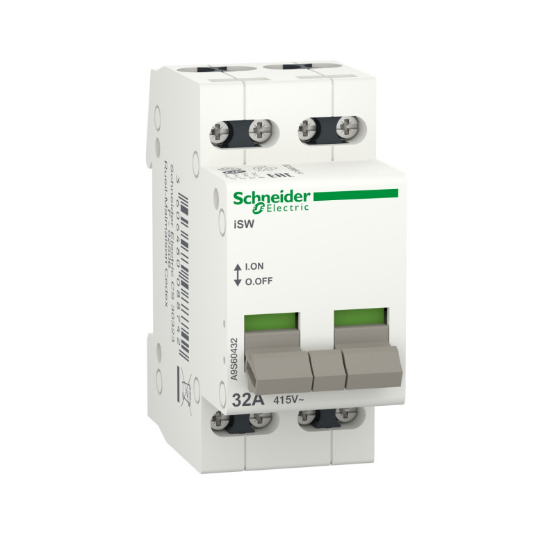 A9S60432 Schneider - Interrupteur modulaire ON/OFF - 4P - 32A - 415Vca - Acti 9 ISW
