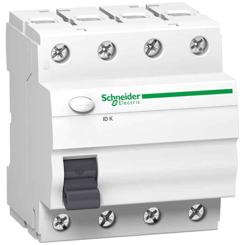 Interrupteur différentiel tétrapolaire Schneider 4P 40A 30mA - type AC 4 modules Bornes alignées Acti9 iID K