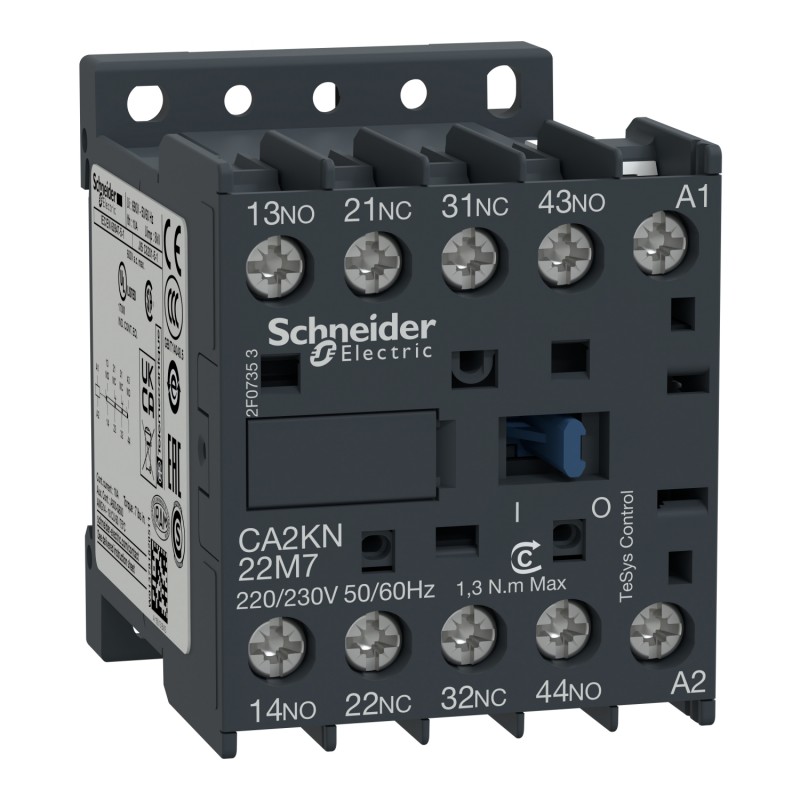 CA2KN22M7 Schneider - Contacteur tétrapolaire - 2NO+2NF - 10A - Bobine 230V - Vis - CA2KN
