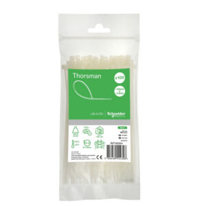 Lot de 100 colliers Rilsan blanc 150x3,6mm - Ultra résistant Polyamide 6.6 - Schneider