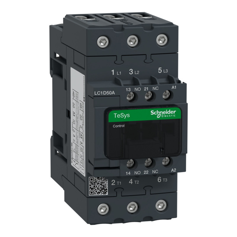 LC1D50AE7 Schneider - Contacteur tripolaire - 3NO - 50A - Bobine 48Vca - Everlink et automatique