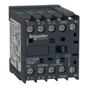 LC1K09105E7 Schneider - Mini contacteur tripolaire - 3NO - 9A - Bobine 48Vca - Vis étrier - Tesys LC1K09