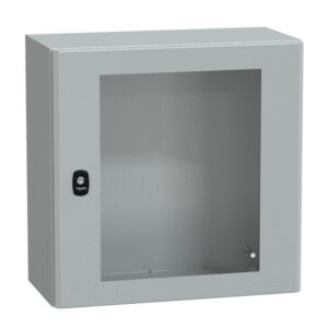 NSYS3D5525T Coffret métallique étanche IP66 - 500x500x250 - Porte vitrée - Spacial S3D - Schneider Electric