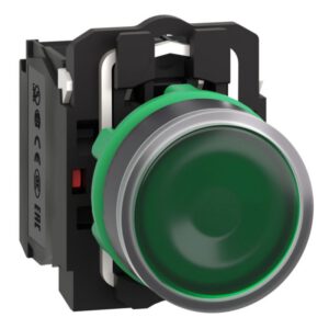 XB5AW33M5 Schneider - Harmony XB5 - bouton poussoir lumineux vert Ø22 - impulsion - 230V - 1NO+1NF